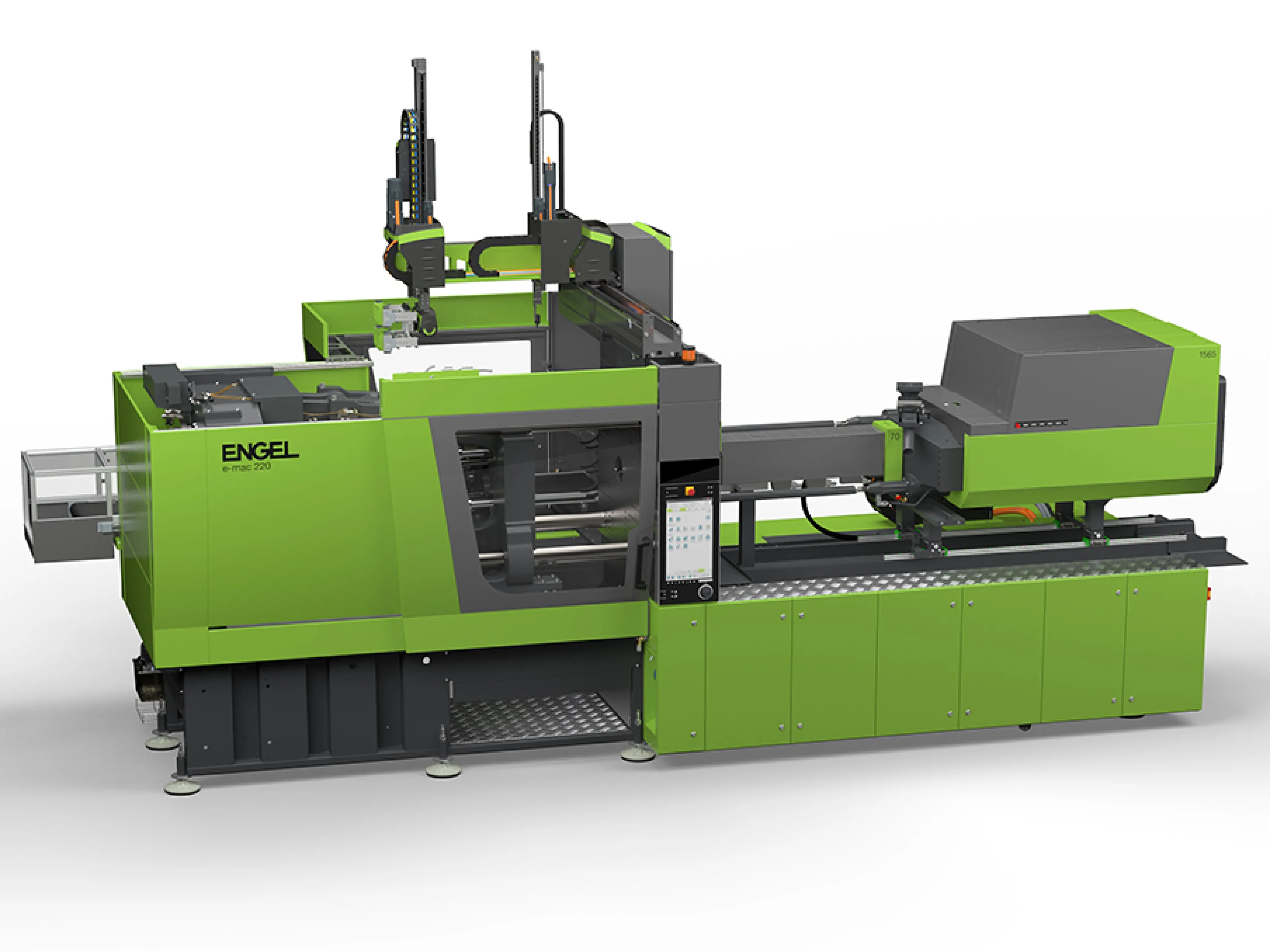 Die vollelektrische Spritzgießmaschine von Engel mit 2.200 kN Schließkraft nutzt die ENGEL Foammelt Technologie, um Bauteile mit Treibmittel zu schäumen
