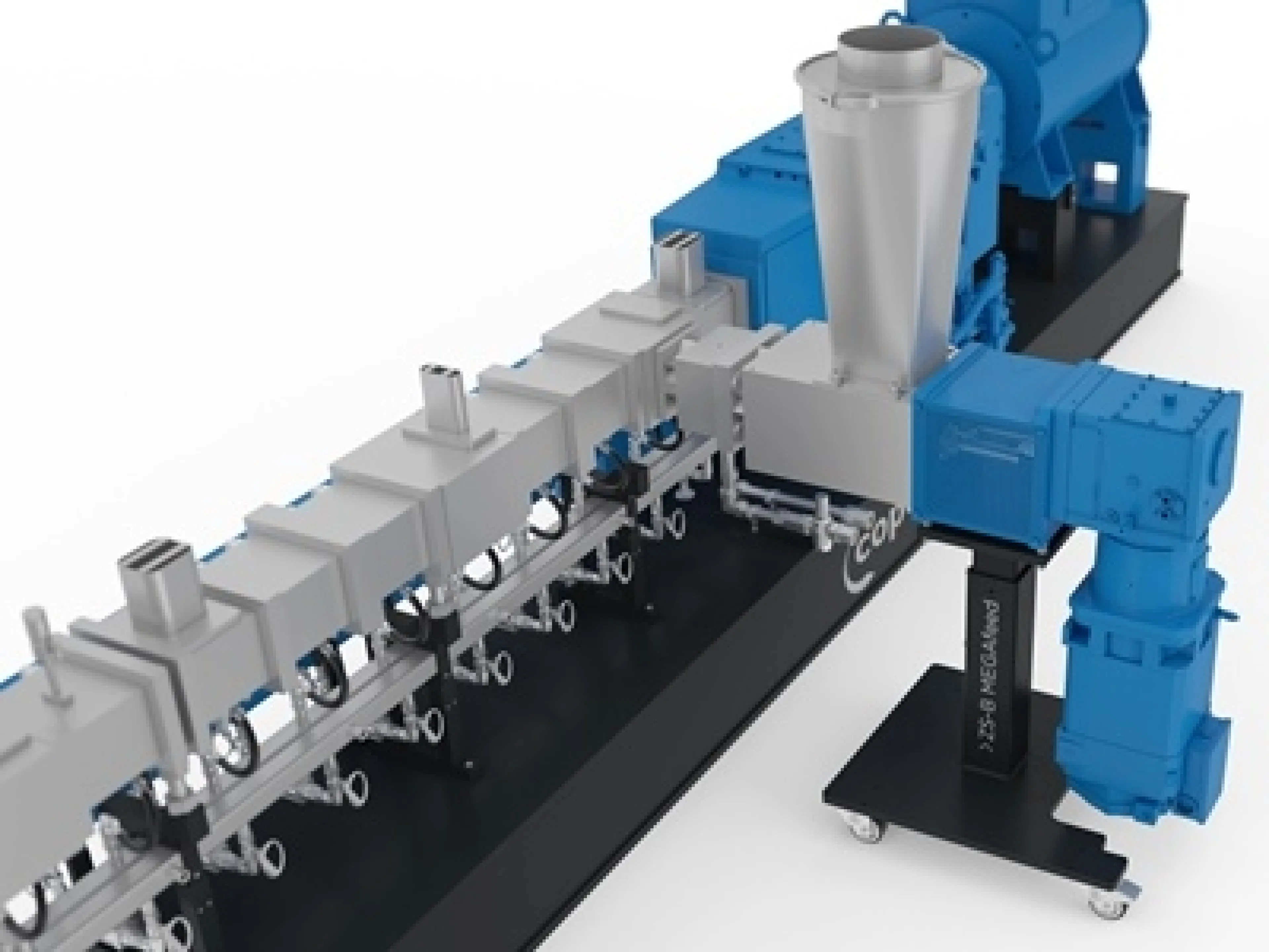 Die neue Seitendosierung ZS-B Megafeed von Coperion erhöht das Einzugsvolumen von Fasern und Flakes in den ZSK Doppelschneckenextruder immens