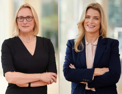 Evonik beruft Claudine Mollenkopf (li.) und Lauren Kjeldsen (re.) in den Vorstand und überträgt ihnen die Leitung der beiden neuen Geschäftssegmente
