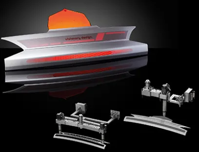 Ein in 2K-Technik ausgeführtes „smartes" Kfz-Heckklappen-Modul, bestehend aus einem mit PMMA oder PC umspritzten PC/ABS-Rahmen, wird in der ersten Phase mit einem hydraulischen 2-Düsen-System von Oerlikon HRSflow spritzgegossen und anschließend unter Verwendung einer Einzeldüse der Ga-Serie umspritzt