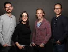 Das Team von Plasticpreneu (v.l.n.r.): Florian Mikl, CTO, Raphaela Egger, Design Lead, Boris Rauter, R&D Machines and Moulds, Sören Lex, CEO